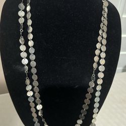 Long Silver Circles Necklace