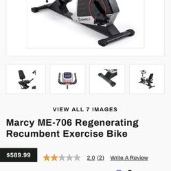 New In Box, Marcy ME-706 Regenerating Recumbent Exercise Bike