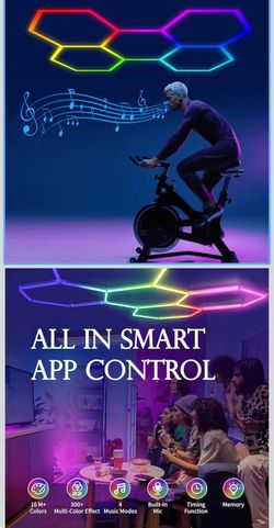 🔥Brand new🔥 Super Bright RGB Hexagon Led Lights with App and Remote Control,16 Million Colors and Many Scene, Music Sync,for Living Rooms,Bedrooms, 