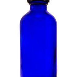 Cobalt Blue Glass Boston Round Bottle with Cap - 1 Oz. 