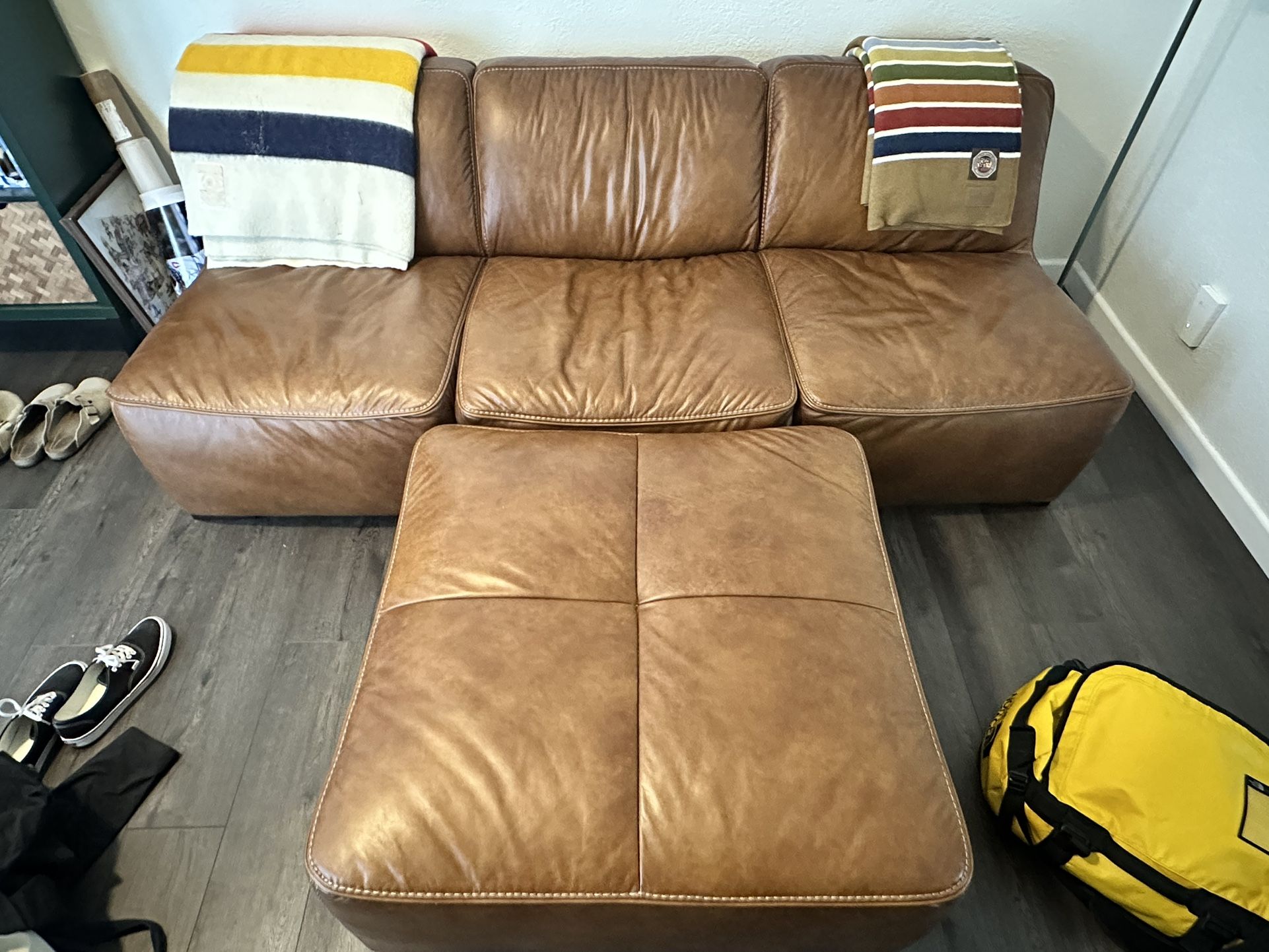 Leather Sofa / Ottoman 
