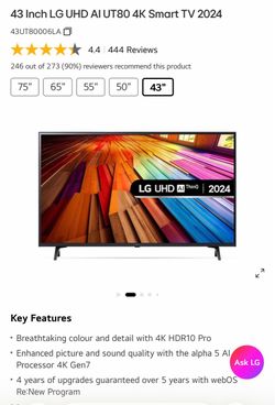 LG 43” 4K Smart TV
