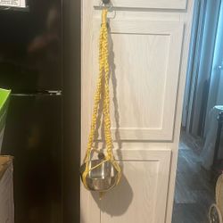 Used Yellow Yarn Macrame Flower Pot Holder 