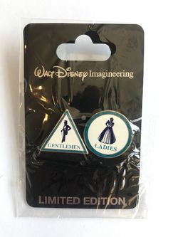 Disney Pin WDI DL Restroom Sign 2-Pin Set Main Street/New Orleans Square LE 300