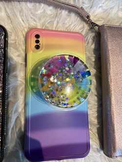 Three Iphone XS Max Phone Case Covers Rainbow And Sparkles