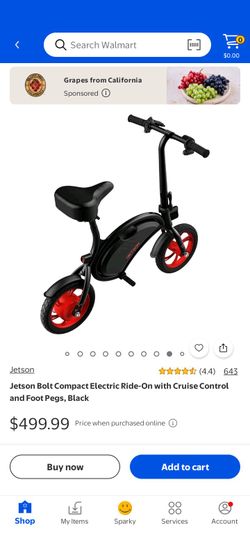 NEW Jetson Bolt Compact Electric Ride-On with Cruise Control and Foot Pegs, Black