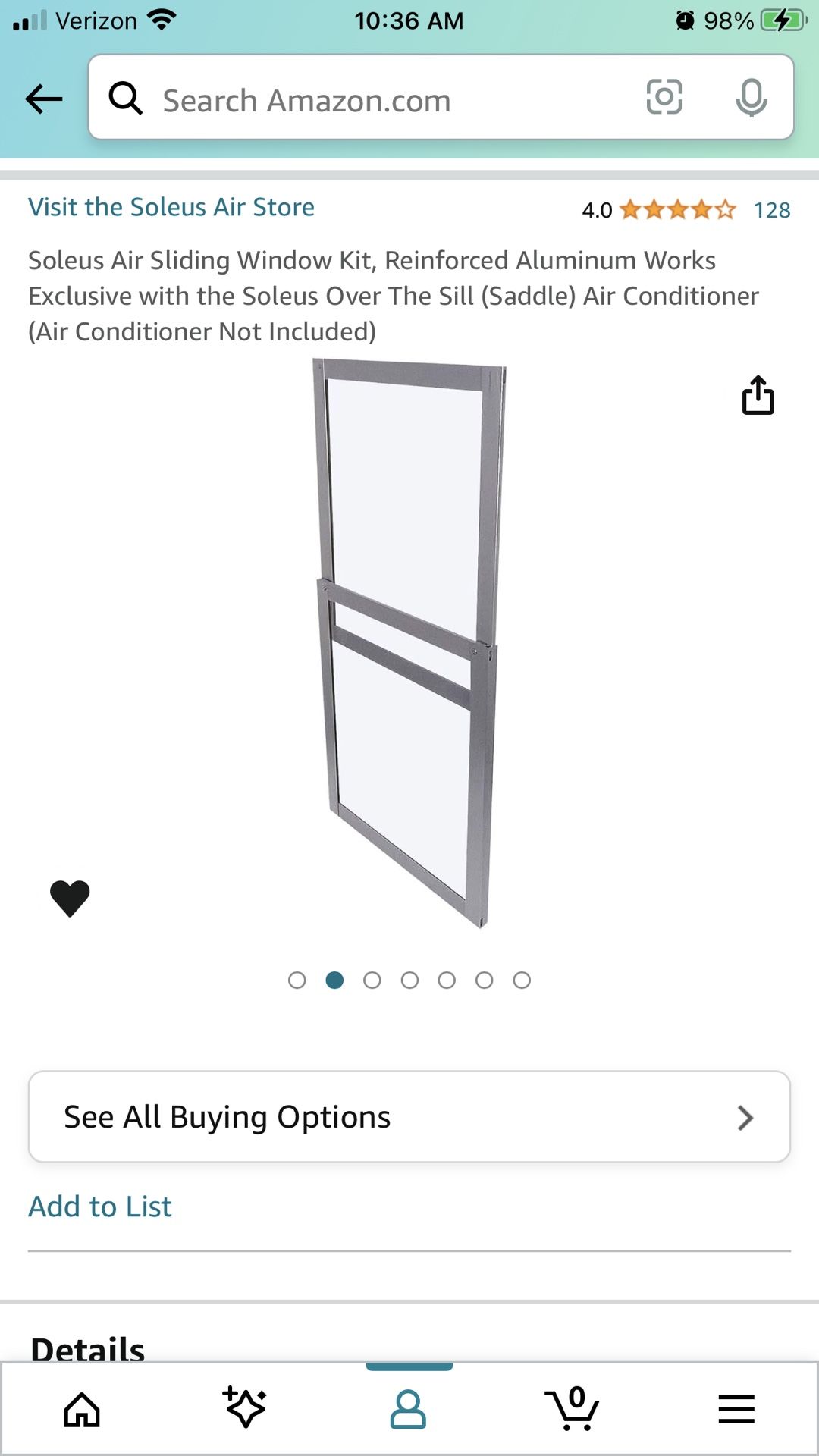 Soleus Air Sliding Window Kit, Reinforced Aluminum Works Exclusive with the Soleus Over The Sill (Saddle) Air Conditioner (Air Conditioner Not Include