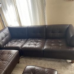 300 Real Leather Brown Couch