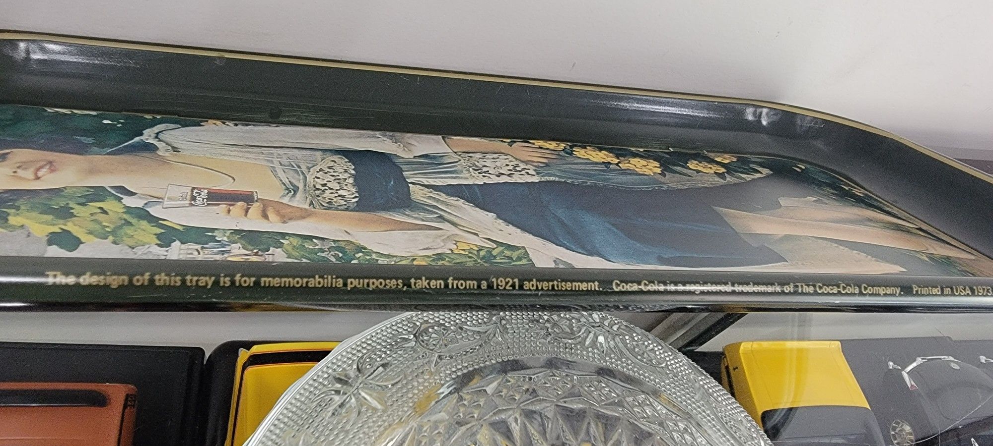 1Vintage 1973 Coca-Cola Rectangle Serving Metal Tray.
(Retro From Calendar Girl 1921)