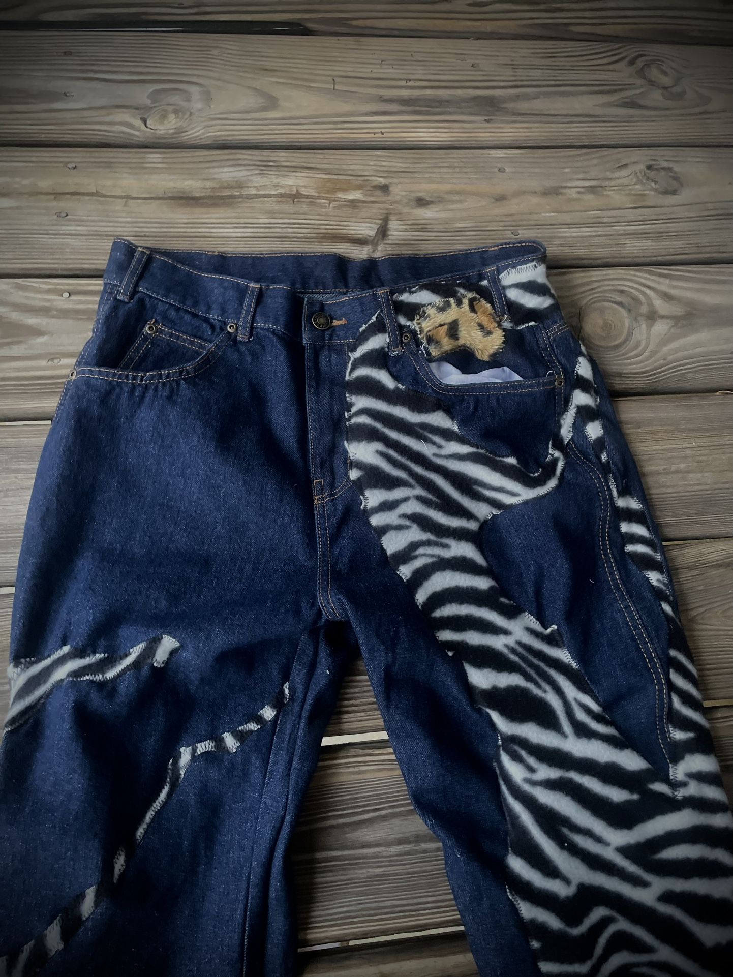 1/1 Zebra/cheetah Pint Patched Work Denim