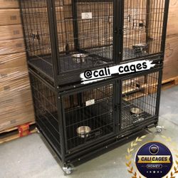 Double Stackable Dog Pet Cage Kennel Size 43” With Divider And Feeding Bowls New In Box 📦