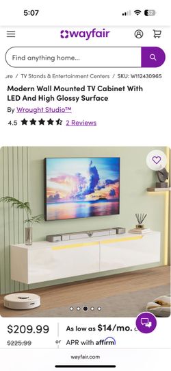 Modern Wall Mounted TV Cabinet with High Glossy Surface