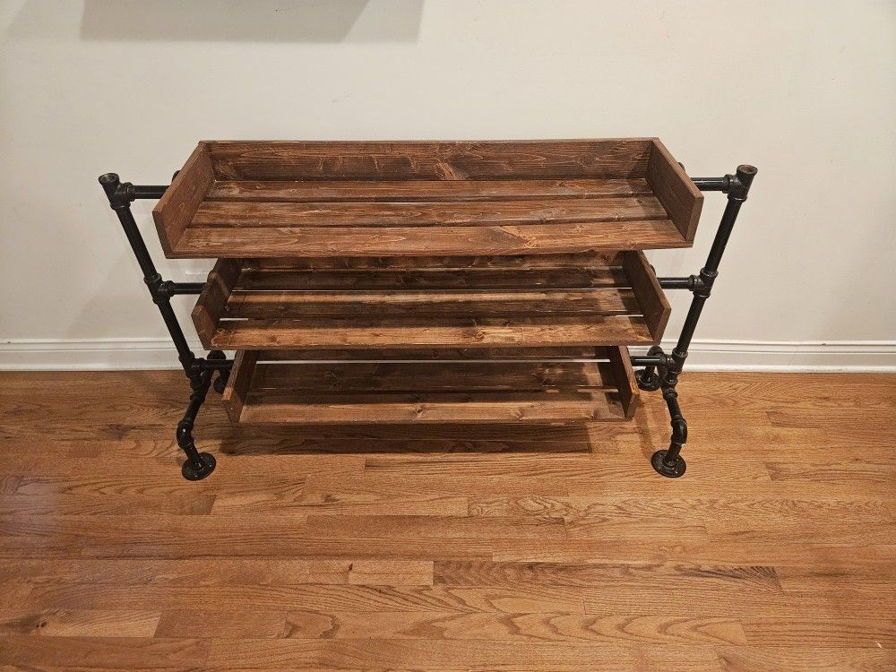 Industrial Pipe Shoe Rack, Shoe Storage, Handmade Shoe Organizer, Black Iron Pipe Entryway Shoe Shelving, Shoe Stand
