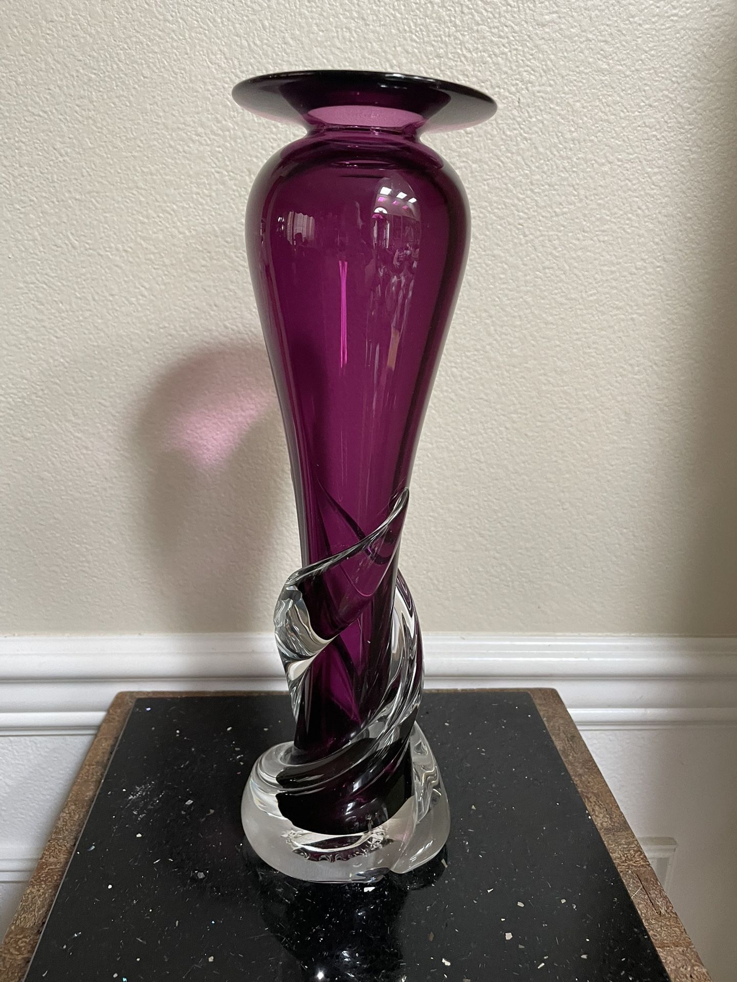 Purple Vase Wrap Swirled Design 12”. Signed & Dated .