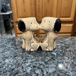 Vintage Retro Dogs Dual  Salt & Pepper Shaker Set. Japan is on the bottom.  Preowned the ears have some paint wear due to age. 