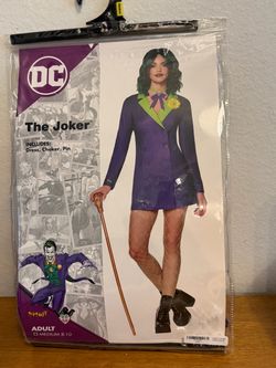 DC Villains Comic Joker Blazer Dress Women's Medium Halloween Costume Spirit NEW