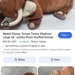 Tarzan Elephant Stuffed Animal 