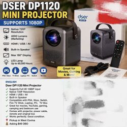dser DP1120 LED Mini Projector 720p Native 1080p Support HDMI USB Portable