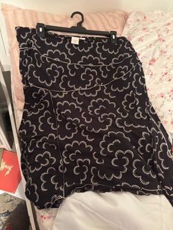 Black Floral Print Midi Skirt