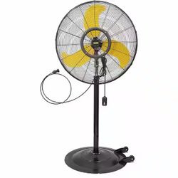 30 in. 9300 CFM Misting Outdoor Oscillating Pedestal Fan with GFCI Plug, High Velocity Weatherproof Fan in Yellow 
