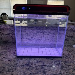 10 Gallon Glass Fish Tank Aquarium with 3-Color LED Lights