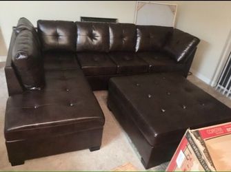 Brown Leather sectional Sofa Couch!!Brand New Free Delivery