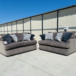 2 New Dark Gray Loveseats 