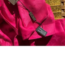 Authentic Louis Vuitton, Dark Pink Scarf, Shawl Wrap