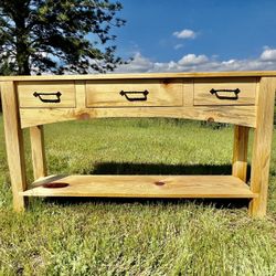 Pine Epoxy 3 Drawer Console Table