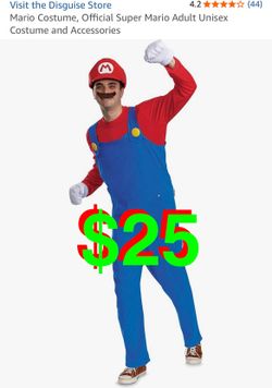 Mario Costume, Official Super Mario Adult Unisex Costume and Accessories. (Adult Medium)