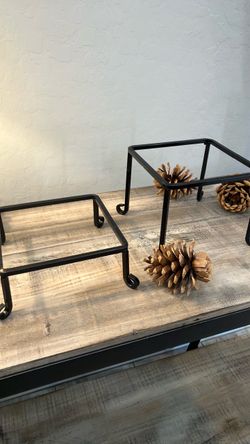 Wrought Iron Metal Plant Stands / Risers - Set of 2