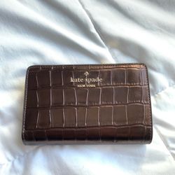 Kate Spade Wallet Croc Embossed Metallic Brown Like New