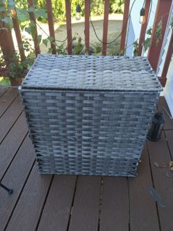 Gray Wicker Storage Box