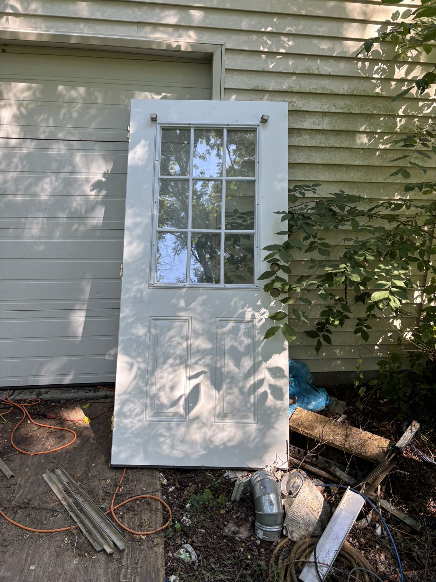 36/80 Exterior Door. Small Dent Below Knob. Good For Shed Or Garage. No Frame.
