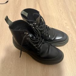 Zara Black Leather Boots - Size 9