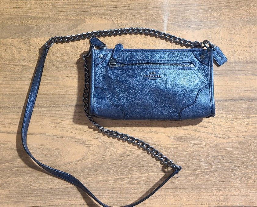 Coach Crossbody Metallic Blue Gray