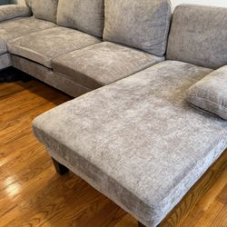 Grey Sectional Sofa Couch With Double Chaise 