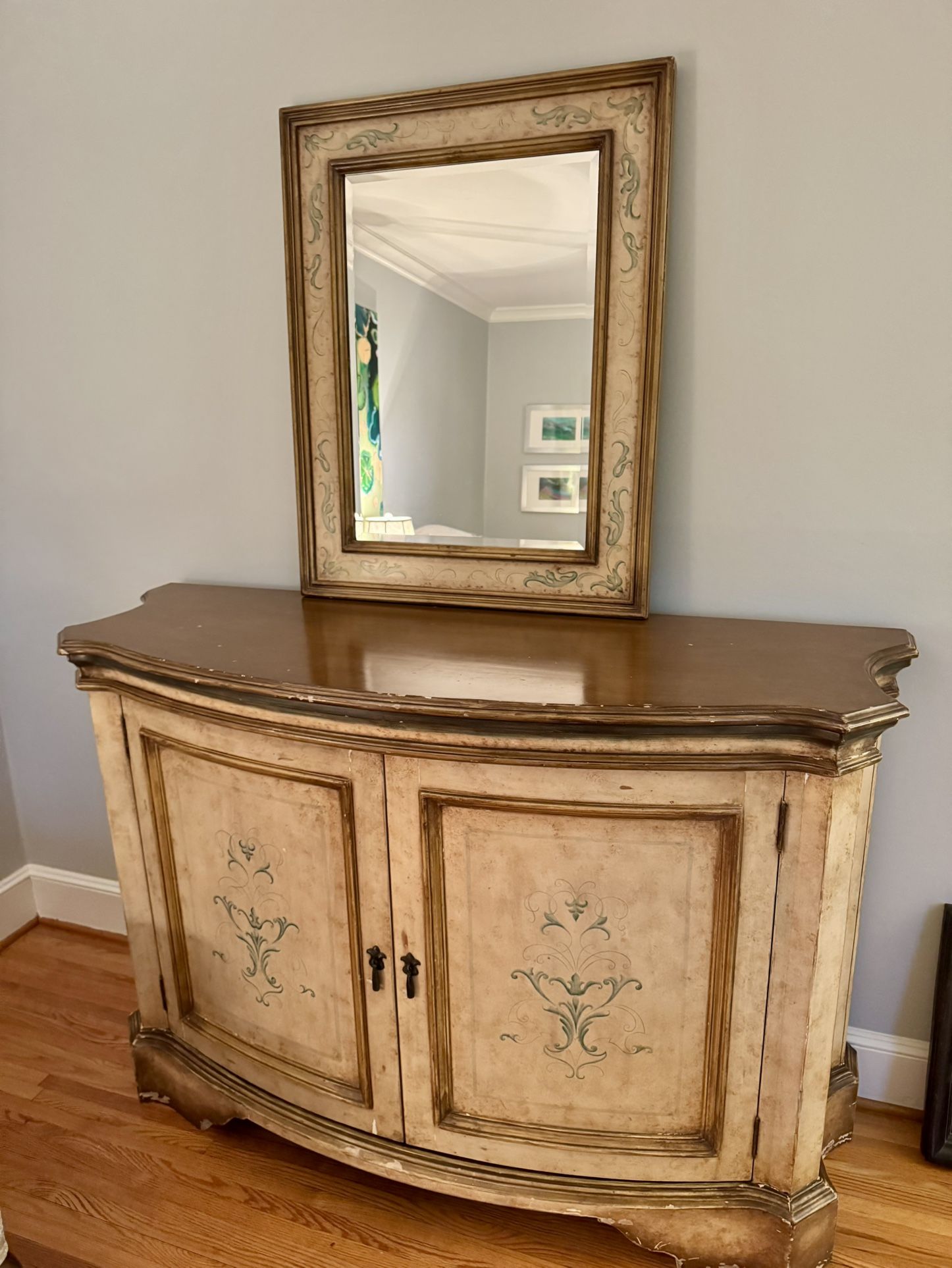 Hand-painted & Hand-carved Peruvian Wood Buffet Sideboard