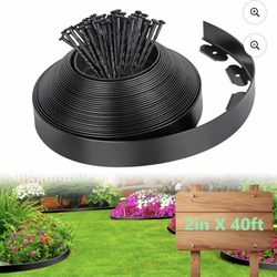 Loaddvni Garden Landscape Edging Kit, 40-Foot Long, 2-Inch Tall with 80 Anchoring Spikes, No Dig Lawn Border Design for Garden Flower Beds Lawn Yard P