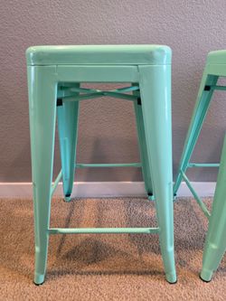 Metal Stools - Teal/Mint Green