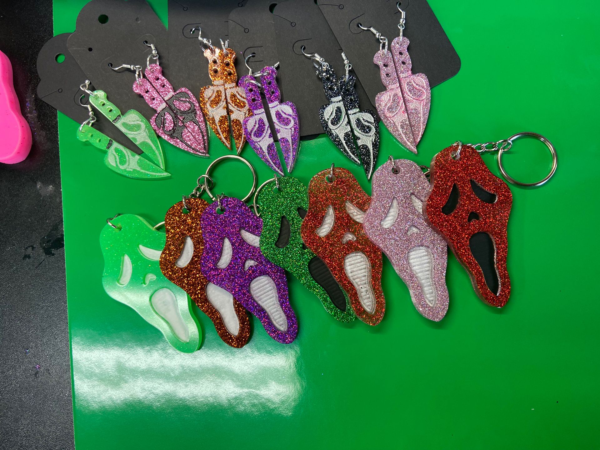 Ghost Face Resin Earrings And Keychains 