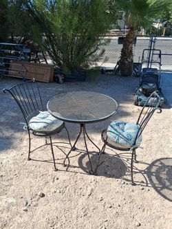 Ornamental Iron Table and 2 Chairs