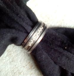 Primal Steel Titanium Brushed Enameled 1/4ct tw Diamond Band Mens Size 16