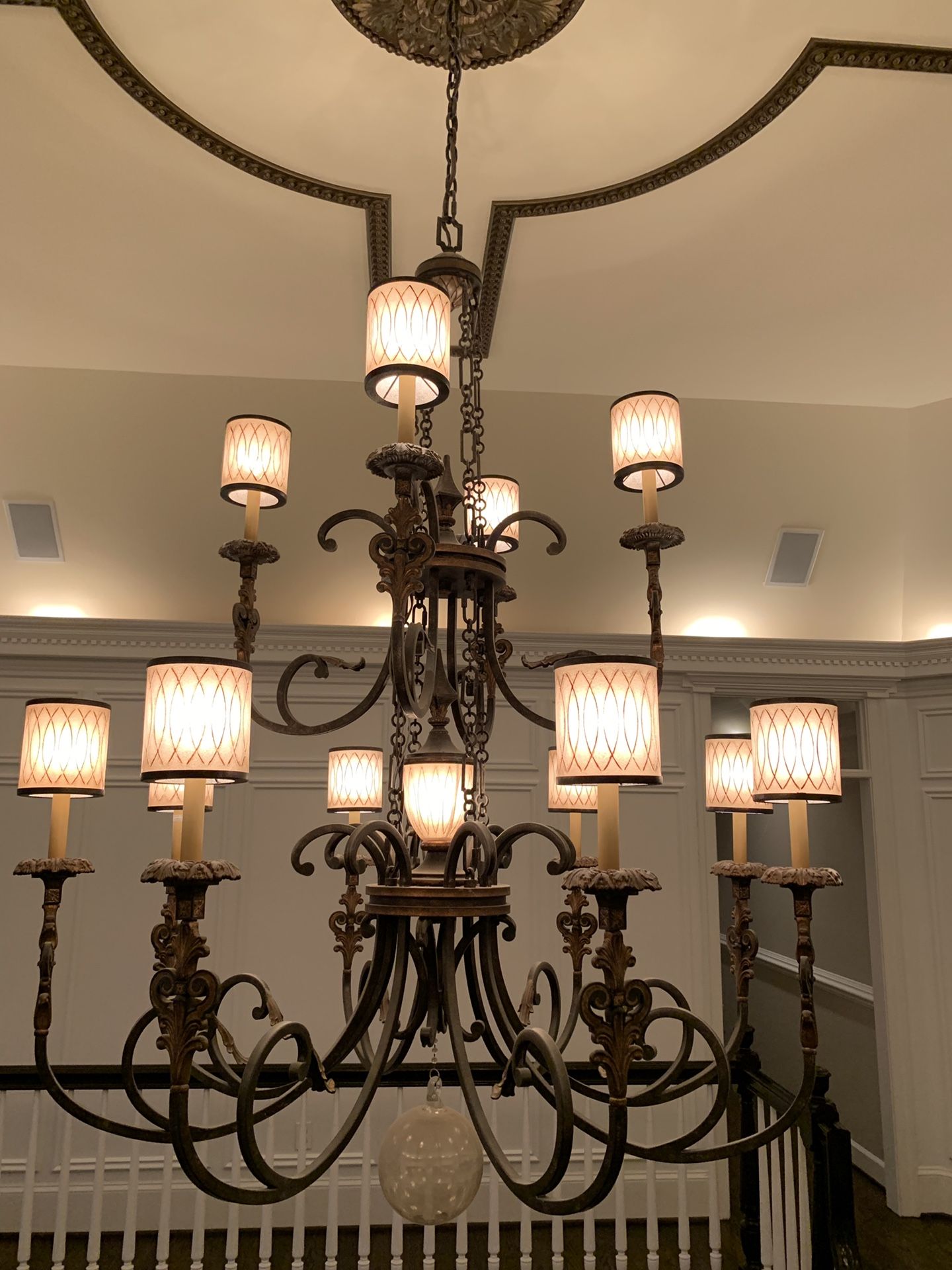 Large Antique Bronze Chandelier