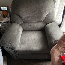 Light Fabric Blue Recliner 