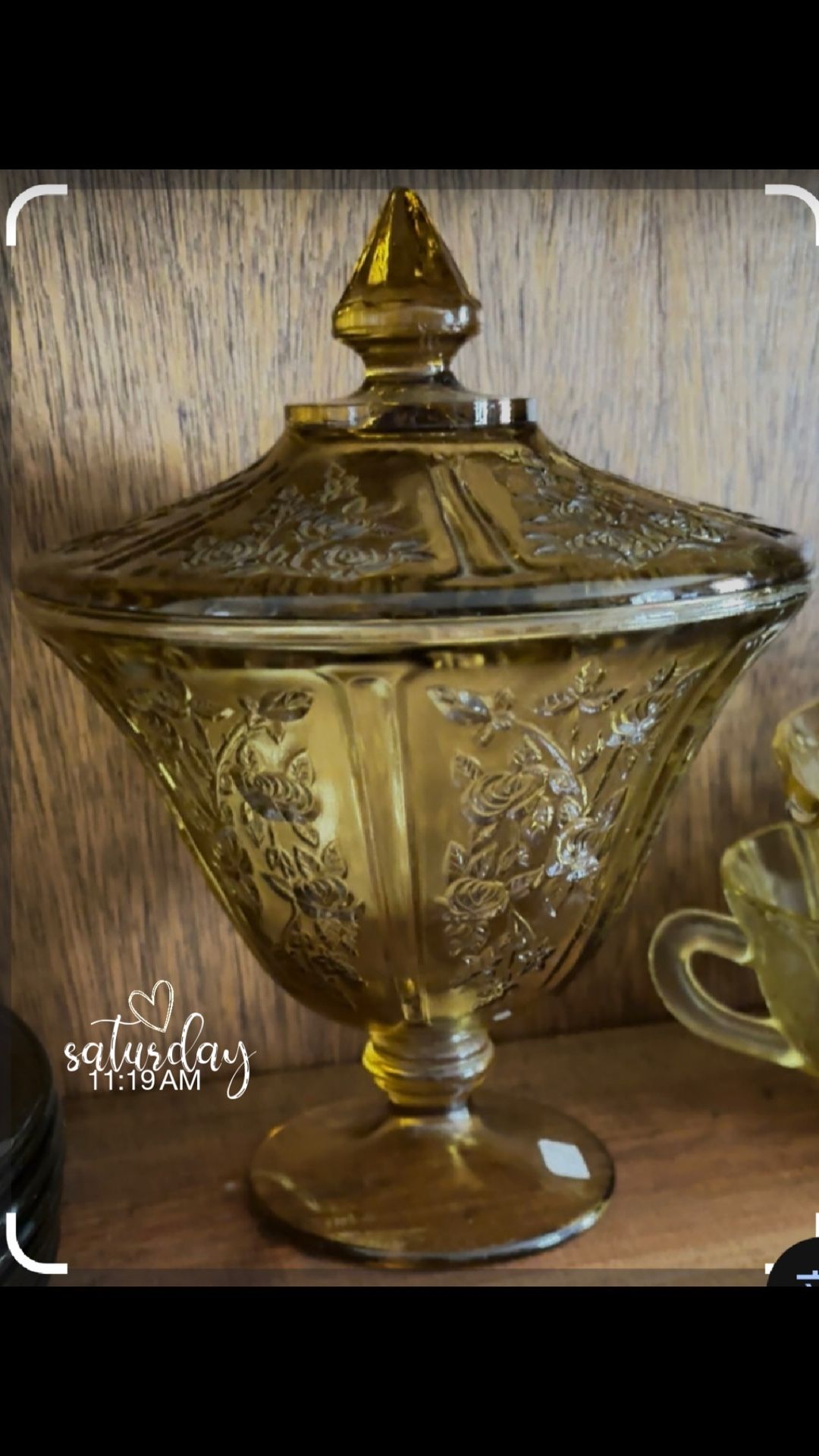 Vintage Amber Candy Jar