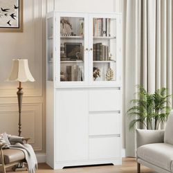Tall Book Case Book Shelf  Storage Cabinet With Drawers 