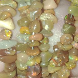 3pcs. Pre Drilled Natural Ethiopian Opal Beads Flashy Drilled Rough Tumble Gemstones