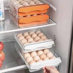 Random Color 1 Pack 2 LayerLarge Capacity Egg Holder For Refrigerator, Egg Storage Container Organizer Bins, Stackable Clear Plastic Storage Container