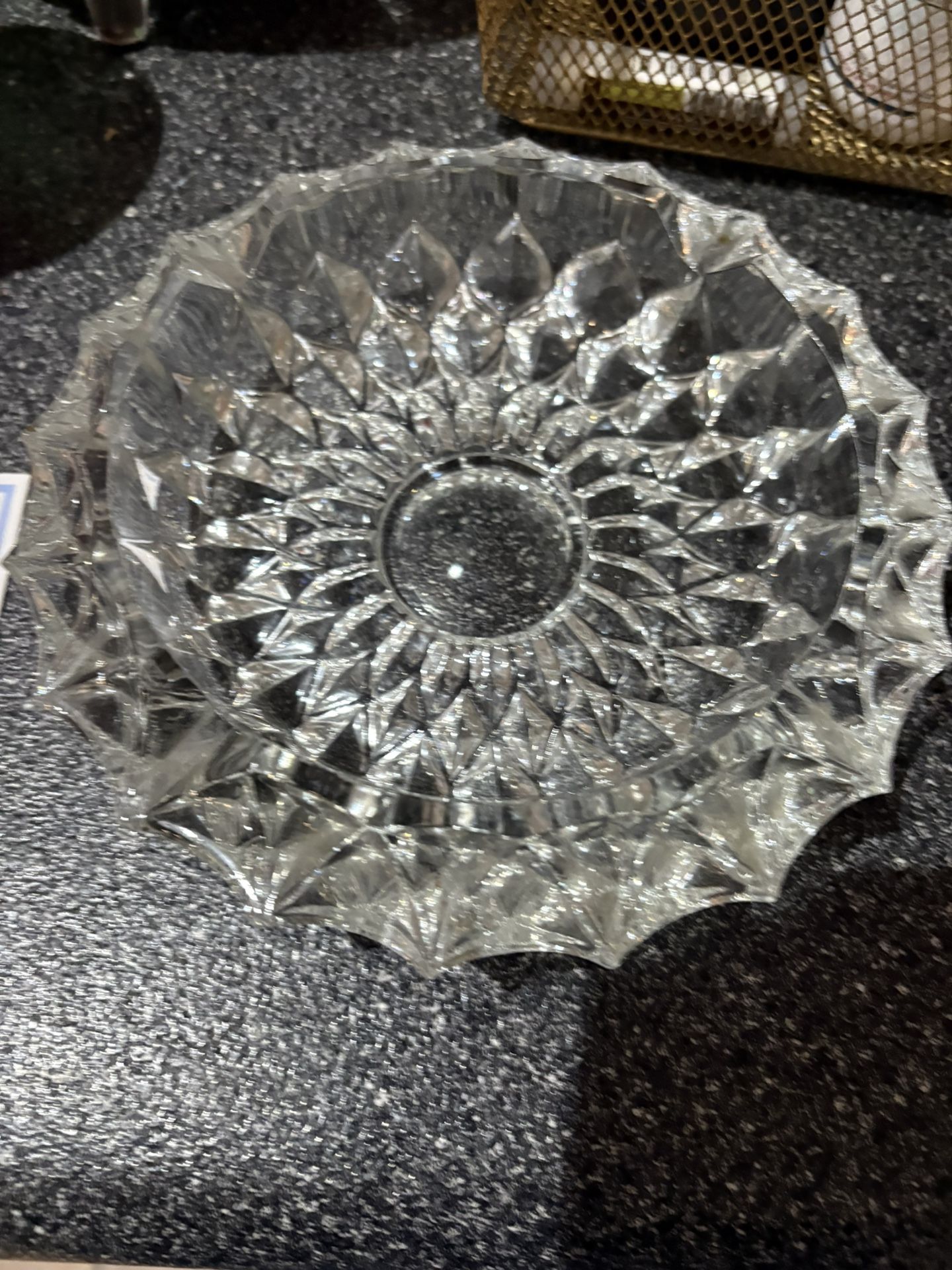 Heavy, Large Cut Glass Crystal Ashtray, Stunning